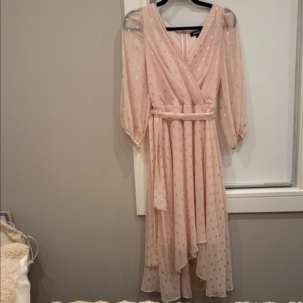 DKNYC Light Pink High Low Wrap Dress